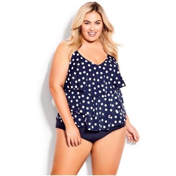 AVENUE | Nautical Print Tankini Top - navy spot - Picture 1 of 4